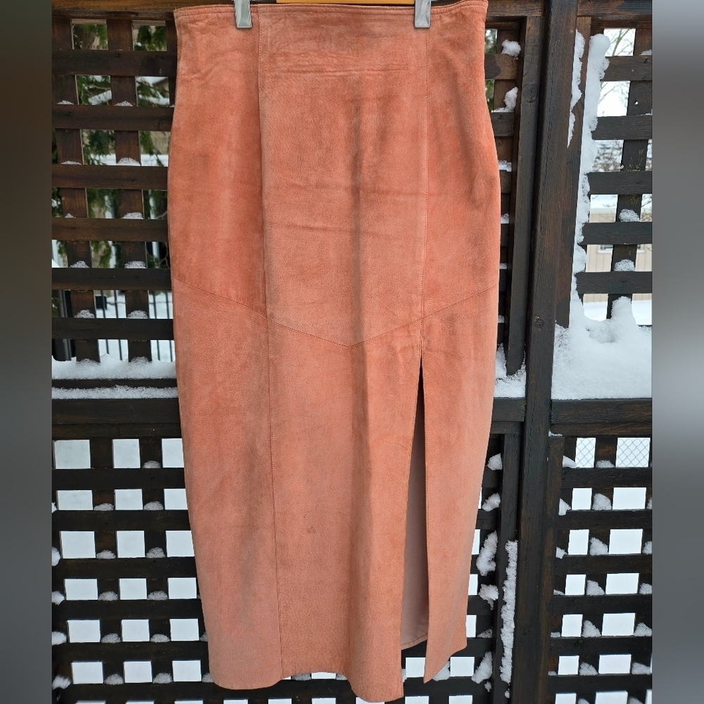 Vintage Pink Suede Pencil Skirt